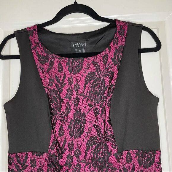 Enfocus Petite Bodycon Dress Black and Magenta 8P - Picture 2 of 12
